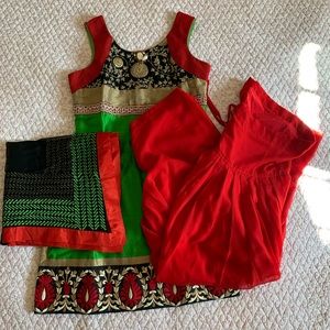 Red/Green Patiyala Outfit